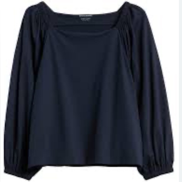 Banana Republic Tops - Banana Republic Supima cotton peasant long sleeve top in navy size XXS NWT
